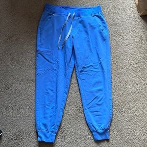Bundle of 5 - Figs Zamora joggers scrub pants, ceil blue, size medium petite